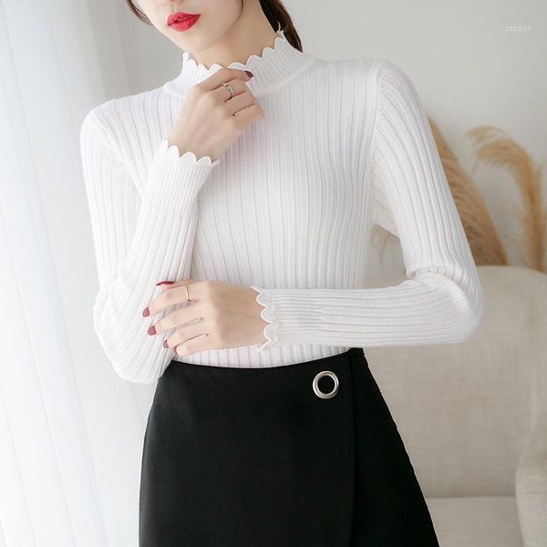 

women's sweaters winter autumn crewneck black sweater women skinny elastic knitted soft pullover female 2021 korean fashion pullovers, White;black
