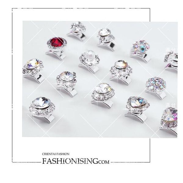 

nail art decorations 1pc spinning 3d alloy jewelry rhinestone charm rotational accessories crystal glass for manicure nails #45, Silver;gold