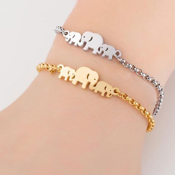 

charm bracelets stainless steel elephant personality leisure jewelry cute animal for women birthday gifts accessories, Golden;silver