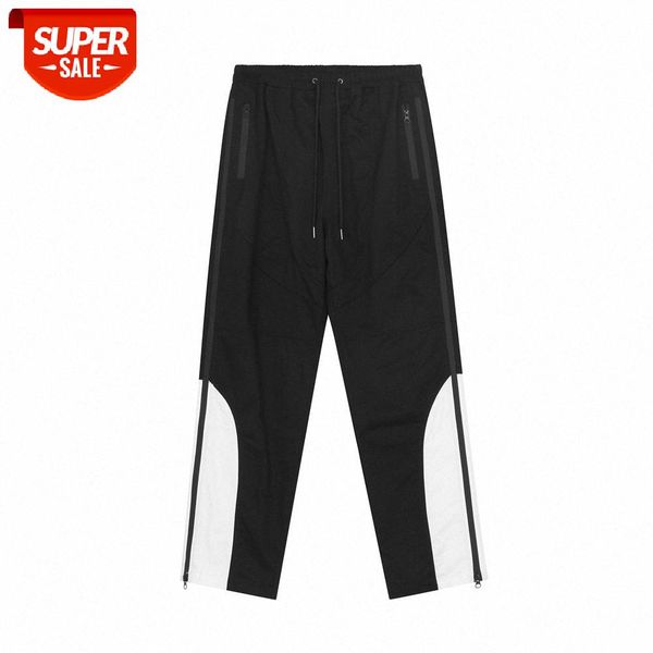 

vibe style contrast stitching side zipper overalls men's loose straight-leg pants casual wide-leg #ar4w, Black