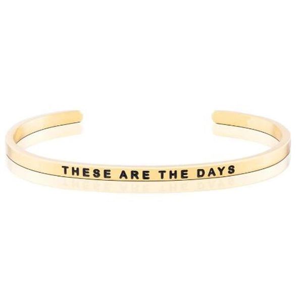 

bangle 4mm these are the days stainless steel cuff inspirational engraved positive phrases mantra bracelet jewelry for girl f, Black