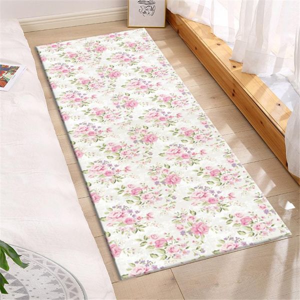 

carpets elegant light pink rose bedside mat girl room non-slip doormat home kitchen runner decor floor for bathroom and toilet