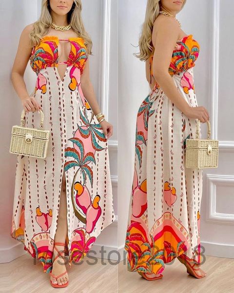 

women's dress bohemia style open back skirt printed longuette, Black;gray