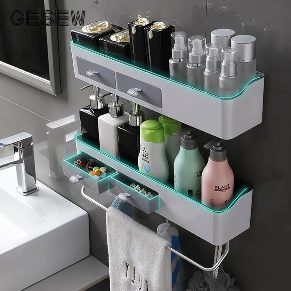 

multifunction bathroom shelves wall-mounted storage baskets for wc shower shelf with tower rack accessories
