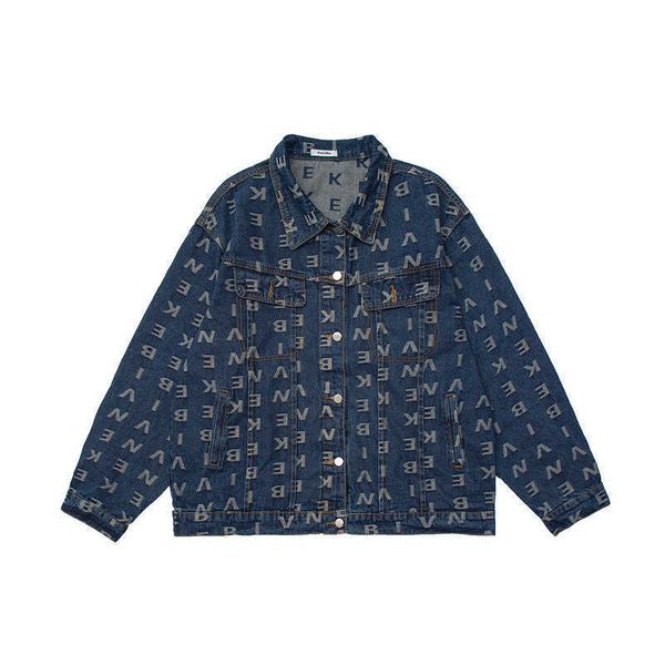 

2023 men's jackets high street fashion english alphabet printed denim jacket, Black;brown