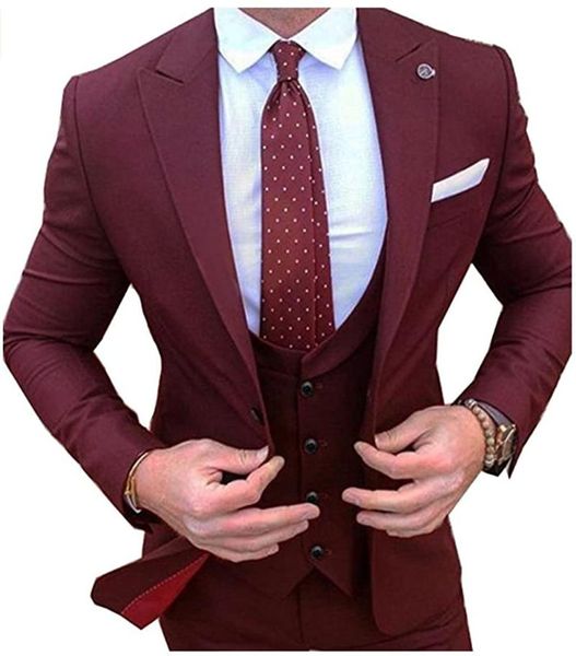 

men's suits & blazers 2021 burgundy male blazer slim business formal dress waistcoat groom man suit exquisite weeding office set thin, White;black