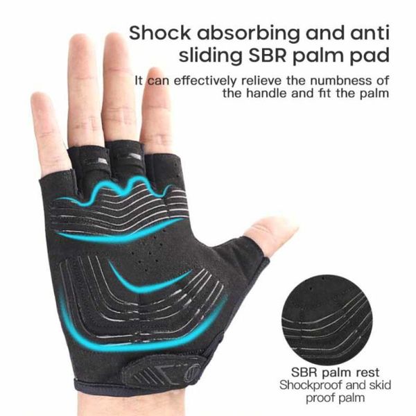 

men's cycling gloves mountain bike breathable anti slip absorbing half finger road racing riding bicycle, Black