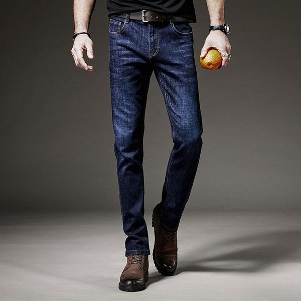 

men's jeans 2021 spring and autumn stretch self-cultivation feet tide brand fashion mid-waist cotton casual trousers, Blue