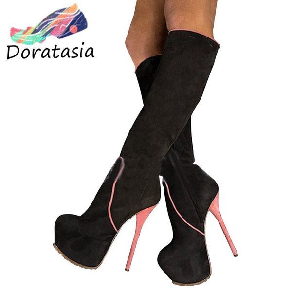 

boots doratasia elegant unique knee high shoes concise autumn platform women fashion party extrem heels, Black