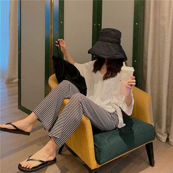 

women's pants & capris long trousers women korean harajuku high waist striped casual female all-match loose fashion girls, Black;white