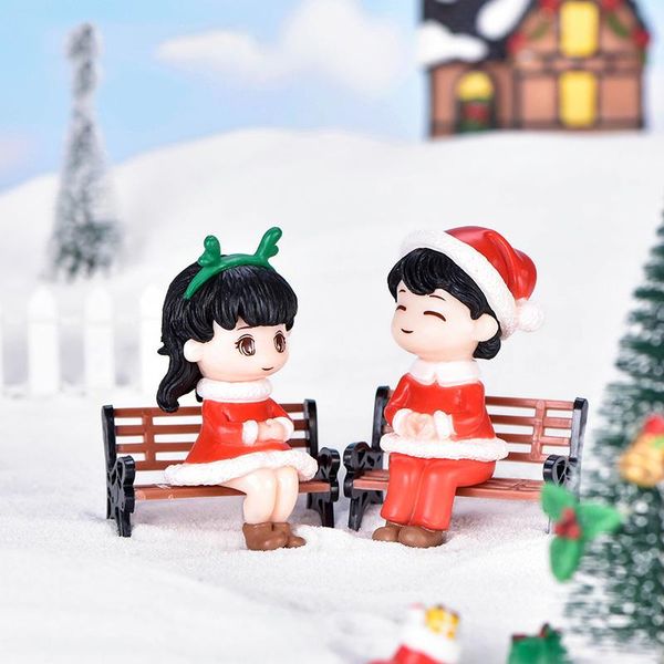 

decorative objects & figurines 2pcs christmas couple fairy garden miniatures ornaments pvc plastic micro landscape decoration diy craft acce