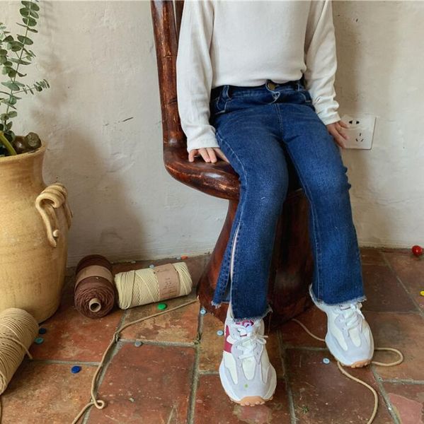 

jeans 2021 arrival girls boys denim flare long pants autumn fashion kids jean 1-7 years ws462, Blue