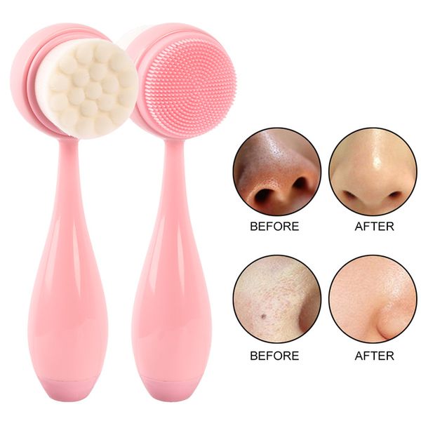 

makeup double sides multifunctional silicone facial cleansing brush portable size 3d face cleaning massage tool facial brush