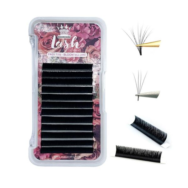 

false eyelashes masscaku automatic flowering eyelash extension 100% handmade lashes easy blooming 0.05-0.10mm silk lash