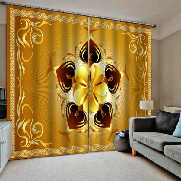 

curtain & drapes golden curtains flower 3d luxury blackout window living room