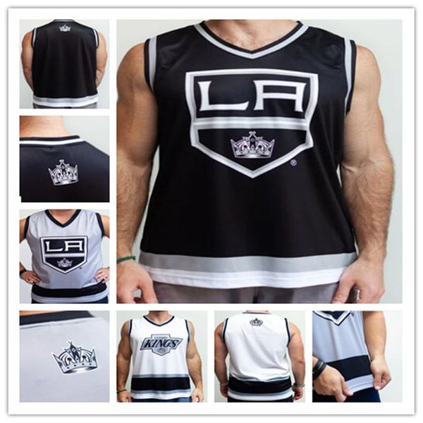 

los angeles kings 11 anze kopitar hockey tank 8 drew doughty 32 jonathan quick wayne gretzky stitched jerseys jeff carter any name number s-, Black;red