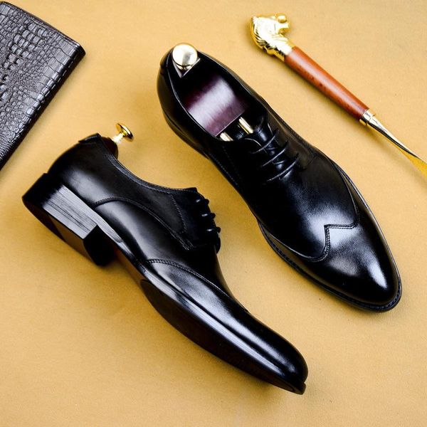 

dress shoes desai 2021 handmade oxford men genuine cow leather suit footwear wedding formal italian, Black