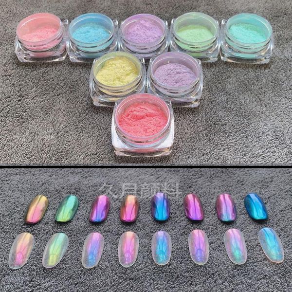 

nail glitter chameleon wetting powder chrome mirror effect holographic pigment glitters muticolor change, Silver;gold