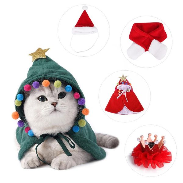 

cat costumes christmas clothes cape cloak headband scraf for cats costume year outfit halloween dog winter warm pet