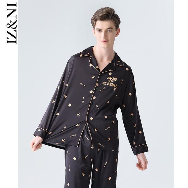 

pajamas male stars ahead of the spring and autumn period long sleeve ice silk fashion pants 2 leisurewear suit women's sleepwear, Black;red