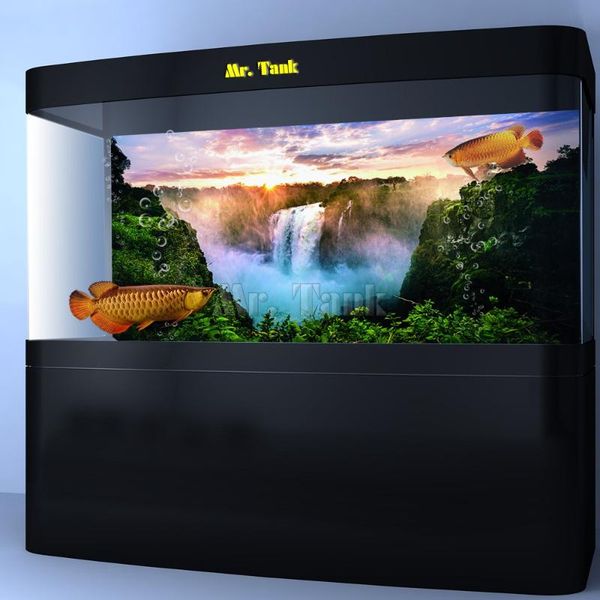 

custom size aquarium background poster with self-adhesive waterfall pvc fish tank decoration accessories landscape wallpaper decorations