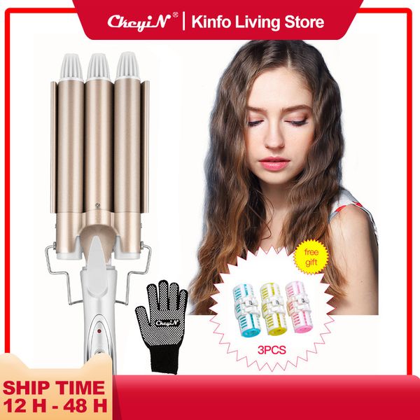 

professional 110-220v hair curling iron ceramic triple barrel ceramichair curler hair waver styling tools hair styler tool