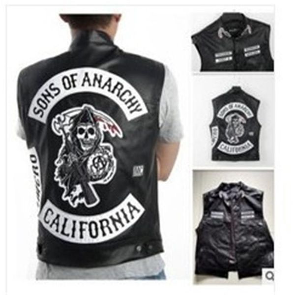 

boys of chaos embroidered vest male cosplay costume motorcycle rock punk sleeveless harajuku mc jacket men's vests, Black;white