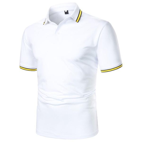 

men's polos short-sleeved shirts fashion casual slim solid color business clothing ropa hombre, White;black