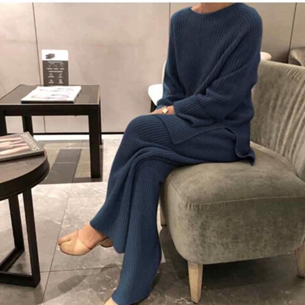 

women sweater two piece knitted sets slim tracksuit winter warm fashion sweatshirts sporting suit female 210520, White