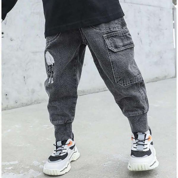 

design good quality factory price fashion selling children's casual sports thin velvet thick plus jeans, Blue