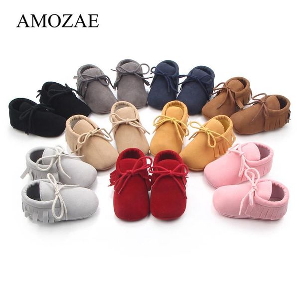 

first walkers 9 color suede pu leather baby shoes girls boys tassel for born lace-up indoor casual sneaker 0-18m