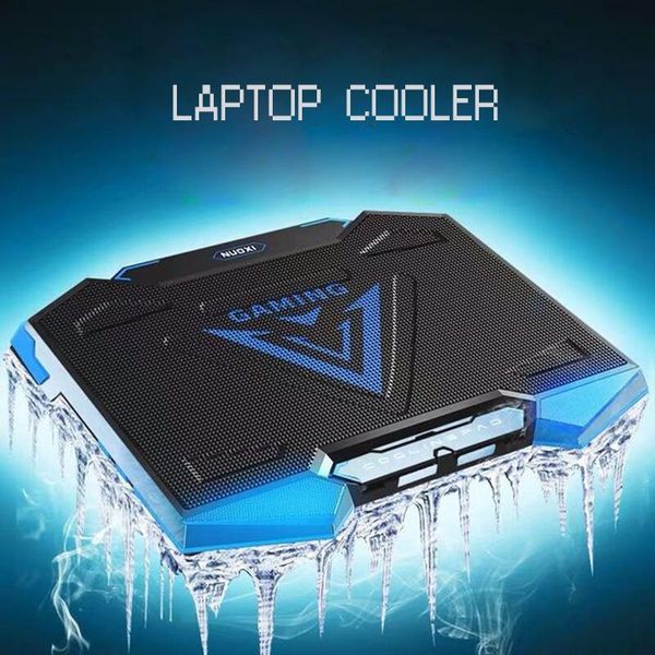 

lapcooler 5 led fans aluminium cooling notebook pad silent dual usb speed control base for 15.6 17 lap pads