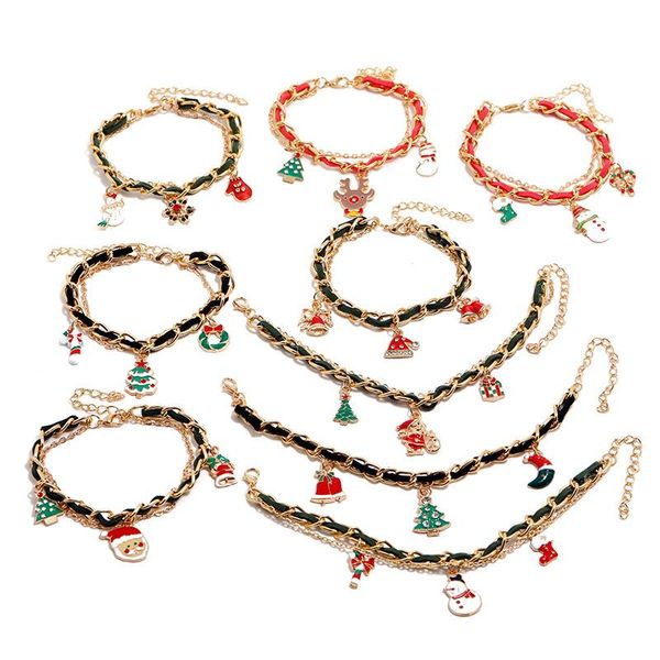 

charm bracelets splicing bracelet ins style trendy minority creative christmas snowman crutches ornaments for women, Golden;silver