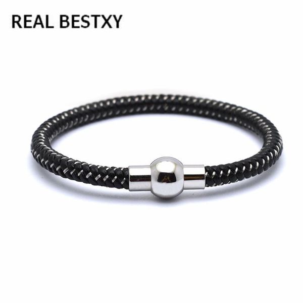 

charm bracelets real xy leather bracelet for men women vintage multiple layers stainless steel magnetic clasp feminino jewelry, Golden;silver