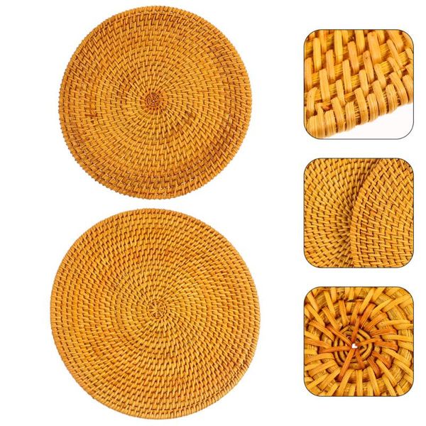

mats & pads 2pcs rattan weave cup mat hand-made crafts coasters home decoration