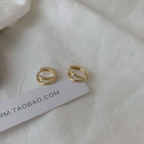 

hoop & huggie 925 sterling silver buckle circle earring small earrings for women elegant french style simple fashion engagement jewelry, Golden;silver