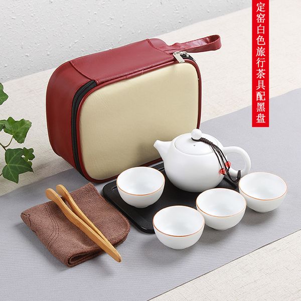 

tea set household ceramics leisure simple office set teapot cover bowl teas cup ru kiln one pot and four cups
