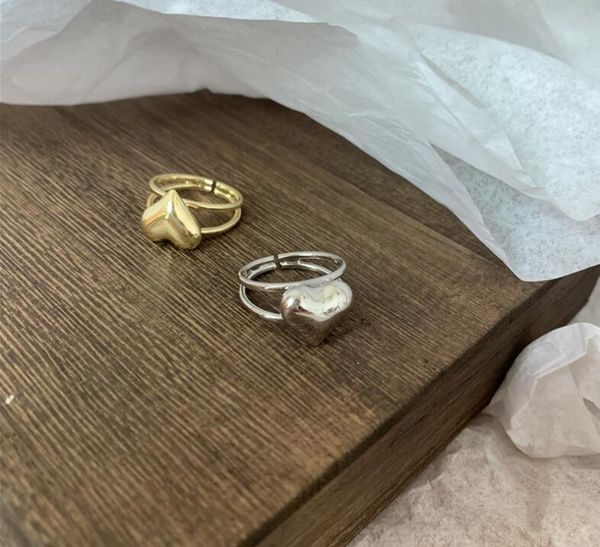 

cluster rings fashionable mix open ring index finger three-dimensional girl heart, Golden;silver