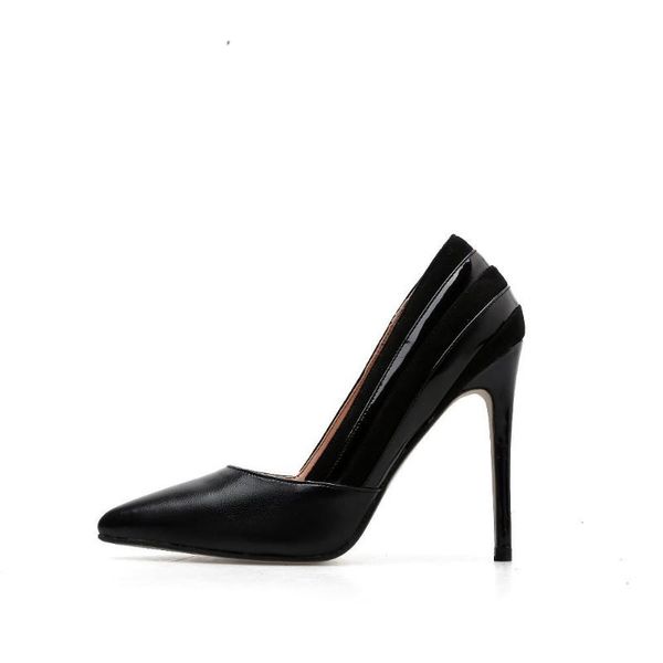 

dress shoes autumn high-heeled in europe and the stilettos pointed foreign trade women's with shallow mouth joker, Black