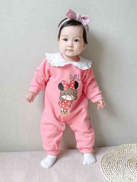 

peninsula baby contrast collar cartoon graphic jumpsuit she, Blue