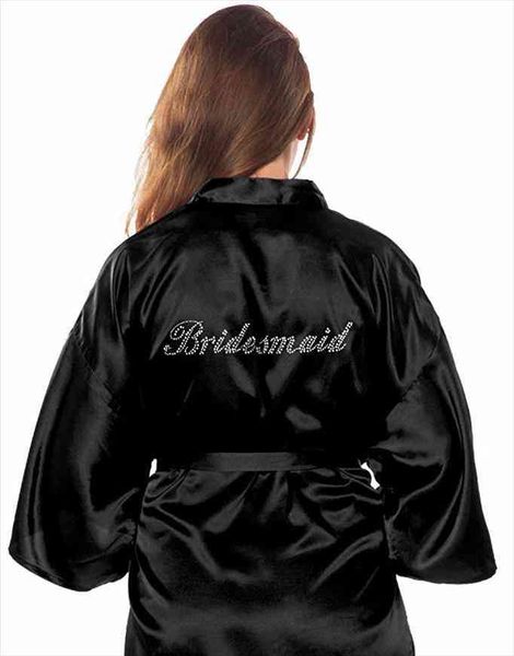 

satin faux silk wedding bride bridesmaid robes white bridal dressing gown kimono bathrobes "bride""bride maid" graphic o, Black;red
