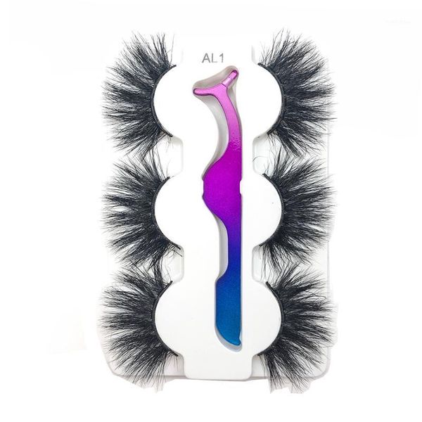 

25mm fake eyelashes 100% faux mink silk lashes natural dramatic volume extension false eyelashes+tweezers1