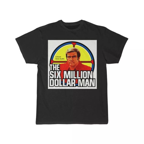 

the six million dollar man col steve austin short sleeve tee, White;black