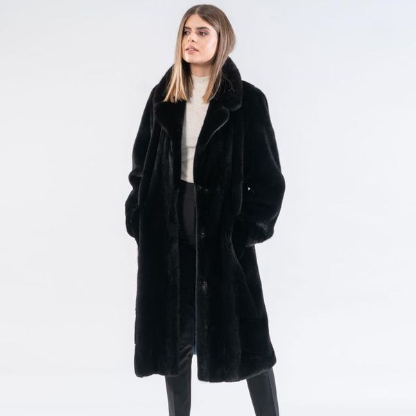 

women's fur & faux 110cm long black real mink coats for women natural whole skin genuine overcoats 2021 winter warm coat woman
