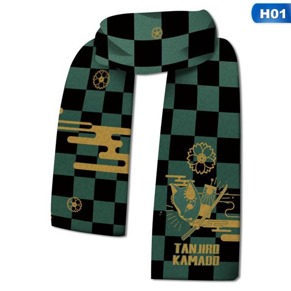 

scarves 2021 anime demon slayer kimetsu no yaiba kamado nezuko tanjirou scarf keep warm gift 158*25cm, Blue;gray