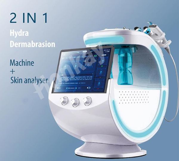 Gelo inteligente multifuncional azul ultra-sônica RF Aqua Scrubber Dermaabrasion com sistema de análise de pele