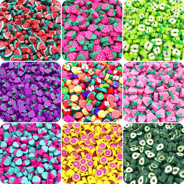 

30pcs/lot 10mm fruit mixed color polymer clay spacer beads for jewelry making diy bracelet necklace, Silver