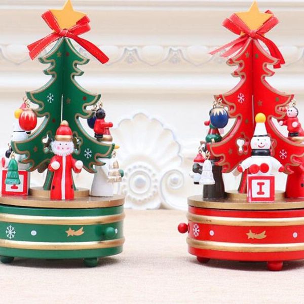 

christmas decorations wooden holiday gift decoration music box tree shape rotating