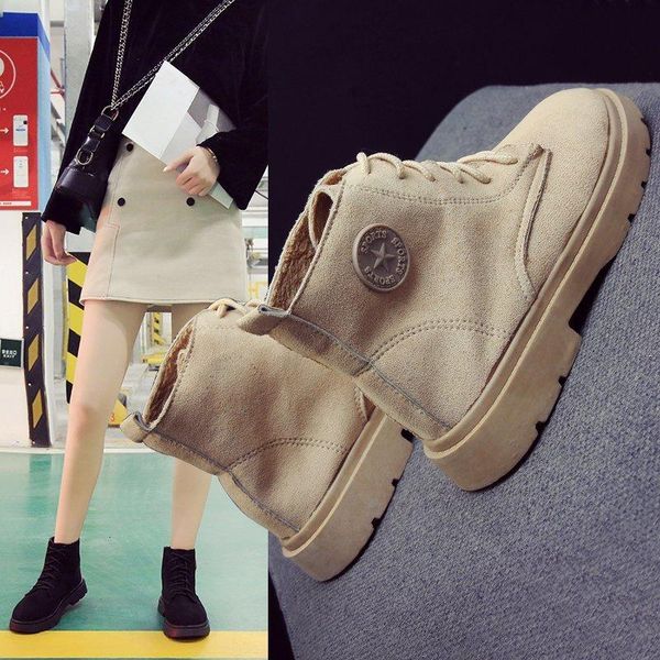 

boots cloth patchwork chunky sneakers lace up autumn ankle women shoes woman winter plus size thick sole platform, Black