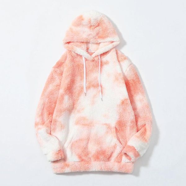 

tie-dye plush hoodie sweatshirts for women pullover hoody contrast colors female winter women's hoodies &, Black